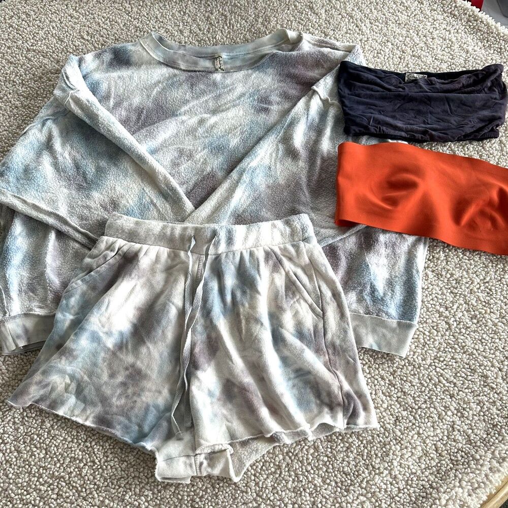 Bundle of Free People kelly set washed tie dye set bandeau bra intimately XS S